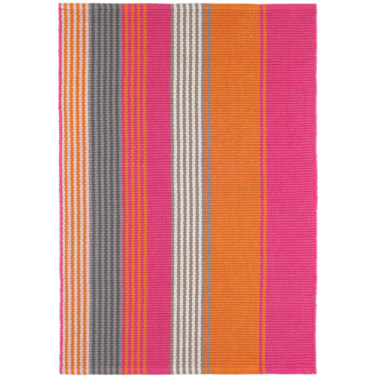 Dash and Albert Rugs Striped Handmade Flatweave Cotton Pink/Orange/Gray